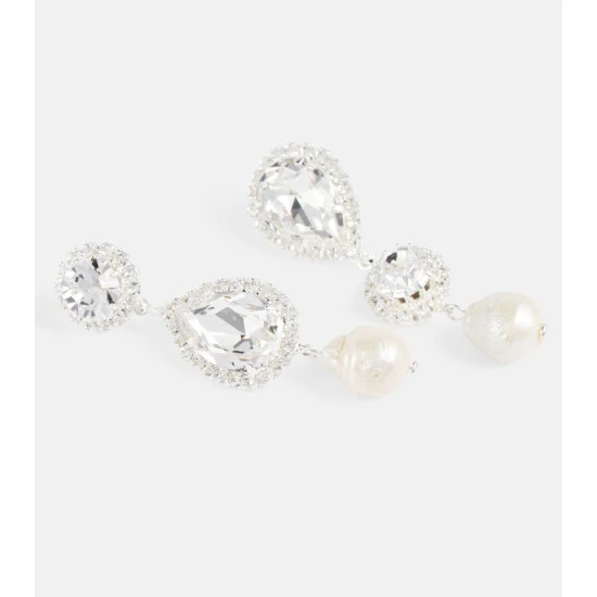 Magda Butrym Crystal Drop Earrings With Pearls - Image 3