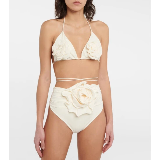 Magda Butrym Floral Appliqué Triangle Bikini Top