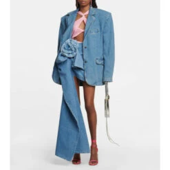 Magda Butrym Denim Sash Miniskirt