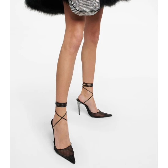 Magda Butrym Embellished Mesh And Leather Pumps - Image 3