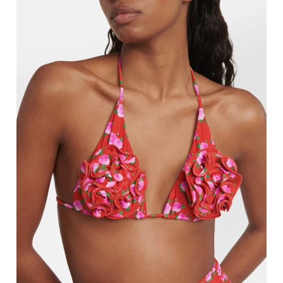 Magda Butrym Floral Triangle Bikini Top - Image 3