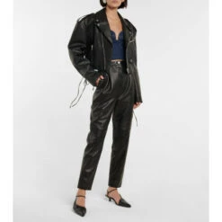 Magda Butrym Cropped Leather Biker Jacket