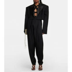 Magda Butrym Cropped Silk And Wool Blazer