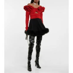 Magda Butrym Floral Appliquéd Ruched Crop Top