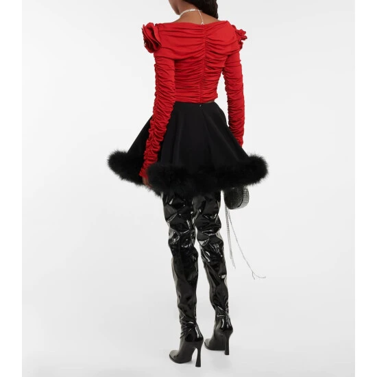 Magda Butrym Floral Appliquéd Ruched Crop Top - Image 2