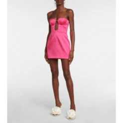 Magda Butrym Strapless Cutout Satin Minidress