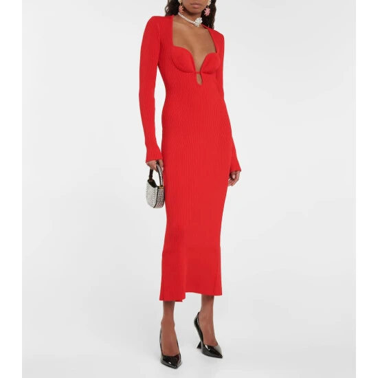 Magda Butrym Cutout Ribbed-knit Midi Dress