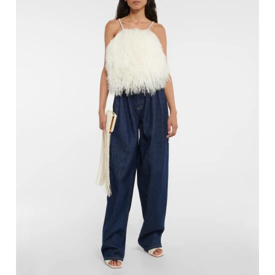 Magda Butrym Crystal-embellished Shearling Top