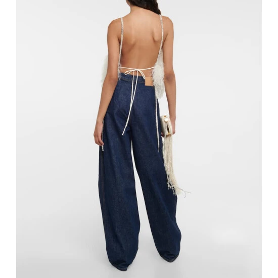 Magda Butrym Crystal-embellished Shearling Top - Image 2