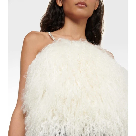 Magda Butrym Crystal-embellished Shearling Top - Image 3