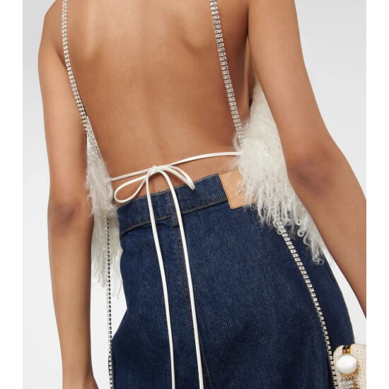 Magda Butrym Crystal-embellished Shearling Top - Image 4