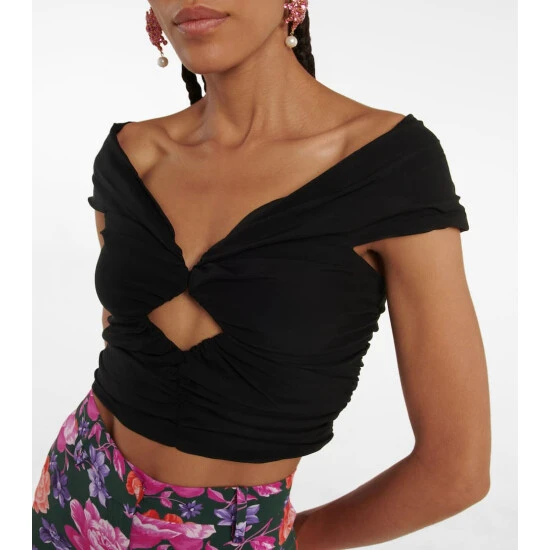 Magda Butrym Off-shoulder Silk-blend Crop Top - Image 3
