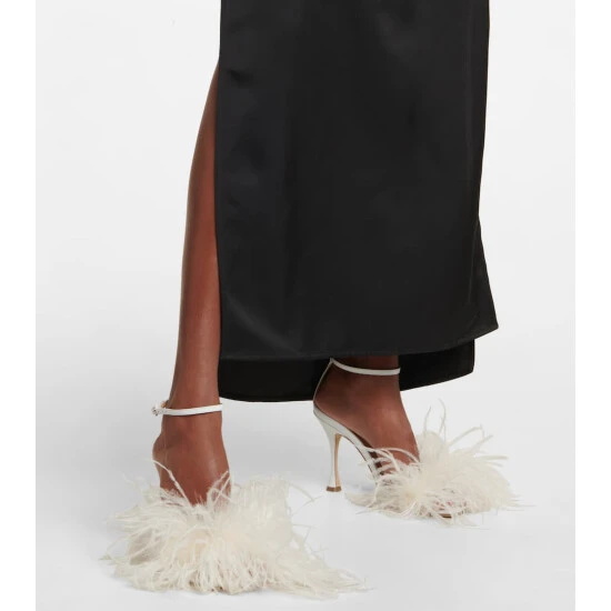 Magda Butrym Feather-embellished Leather And PVC Sandals - Image 3