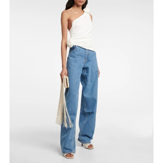 Magda Butrym Floral Appliquéd One-shoulder Top