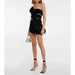 Magda Butrym Ruffled Cutout Velvet Minidress