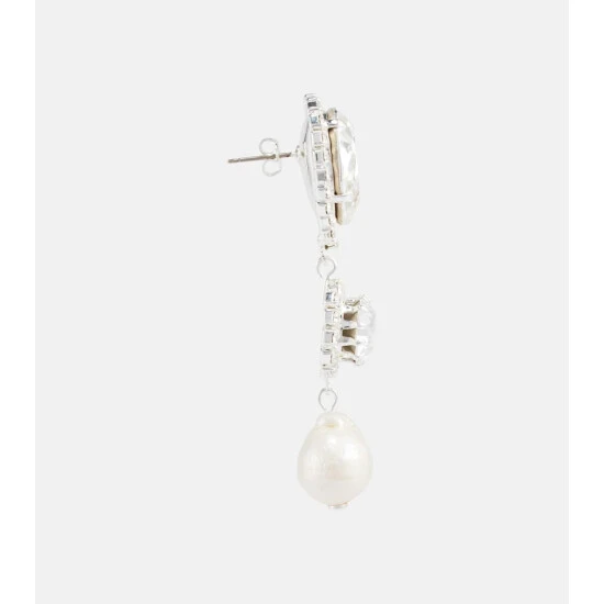 Magda Butrym Crystal Drop Earrings With Pearls